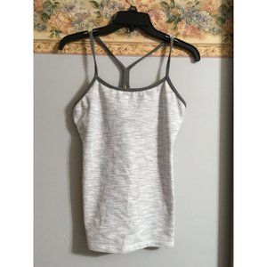 Lululemon 8 Grey Power Y Luon Yoga Active Athleisure Casual Stretch Gym Tank Top